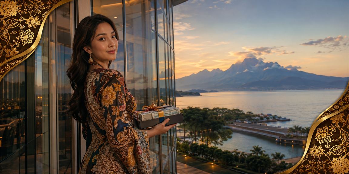 Pemain dari Sabah membuat deposit untuk pertaruhan esports dengan pakaian batik